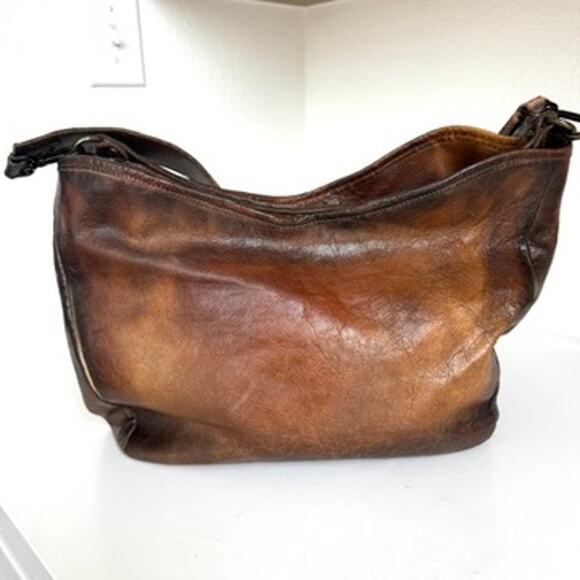 Civico93 Tooled Leather Shoulder Bag Brown Made in Italy Boho Western Tote - Picture 5 of 9